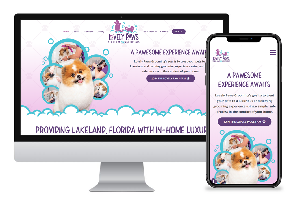 Landing Page for Lovely Paws on both Desktop and Mobile